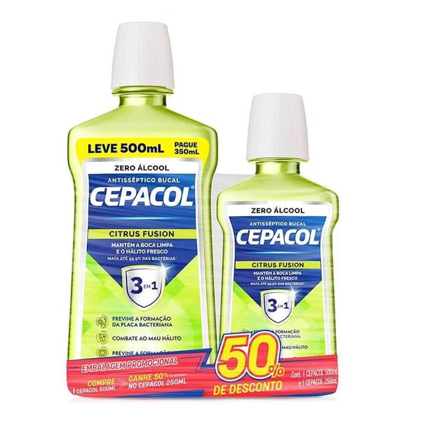 Imagem de Kit cepacol citrus sem álcool com 500ml/ 250ml