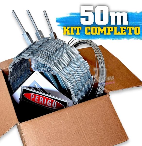 Kit cerca cortante concertina farpada 30cm - completo 50m - K. Metalurgica Imagem de Kit cerca cortante concertina farpada 30cm - completo 50m