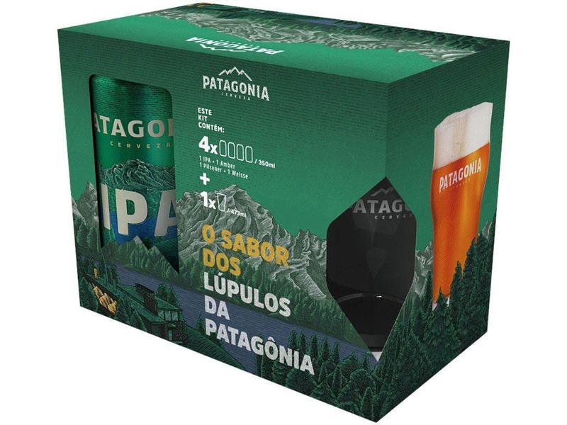 Imagem de Kit Cerveja Patagonia 4 Unidades Lata 350ml - com Copo