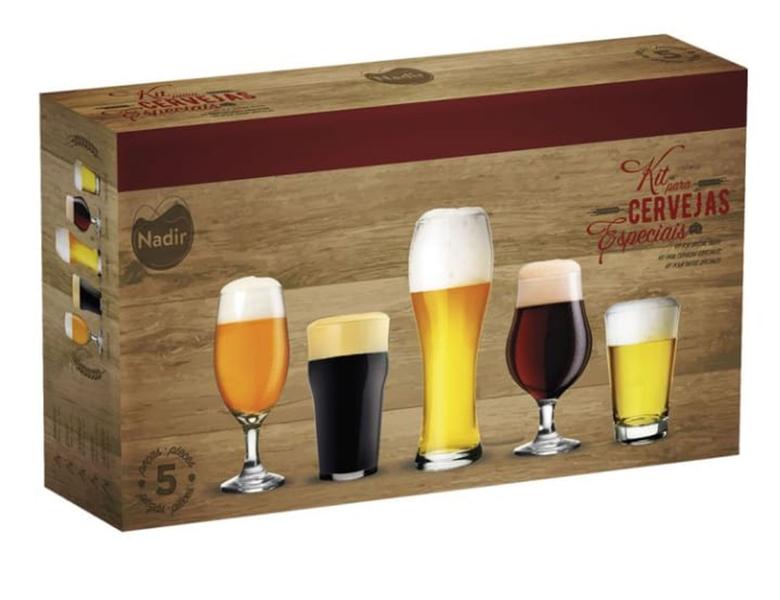 Imagem de Kit Cervejeiro jogo de copos de vidro para cerveja nadir kit para cervejas especiais