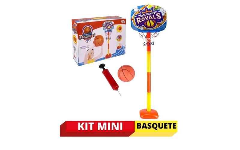 Imagem de Kit Cesta De Basquete Infantil Tabela Bola E Bico Inflador