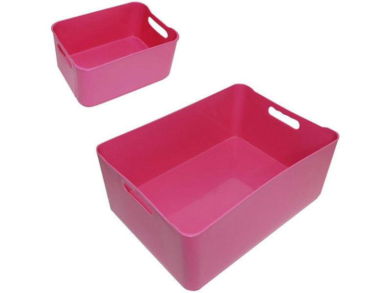 Kit Cestos Organizadores Retangulares Rosa - Arthi 9849 2 Peças Kit Cestos Organizadores Retangulares Rosa - Arthi 9849 2 Peças