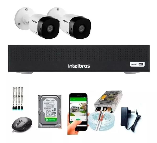 Imagem de Kit Cftv 2 Câmeras Full Hd 1080p 2mp Dvr Intelbras Mhdx 4 Ch