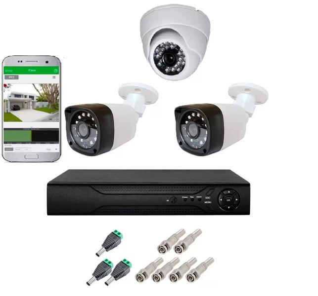 Imagem de Kit Cftv 3 Camera Segurança Hd 720p Dvr Full hd 4ch