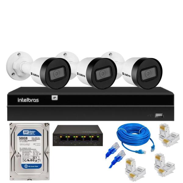 Kit Cftv 3 Câmeras Ip Intebras Vipc 1230 Nvd Intelbras 1404 Imagem de Kit Cftv 3 Câmeras Ip Intebras Vipc 1230 Nvd Intelbras 1404
