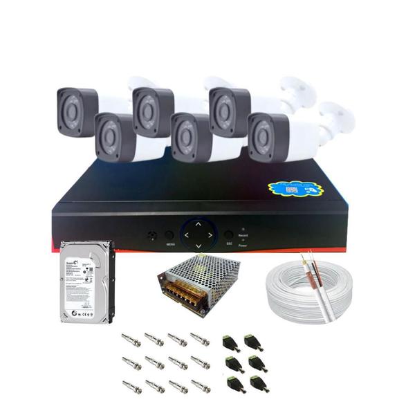 Imagem de Kit Cftv 6 Câmeras Full Hd 2Mp + Dvr 08 Canais 1080P 6X1