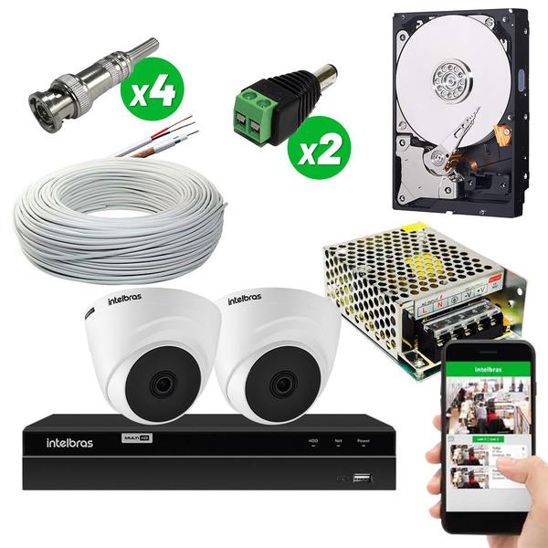 Imagem de Kit cftv intelbras 2 cam vhl1120d multi hd 720p dvr mhdx1204