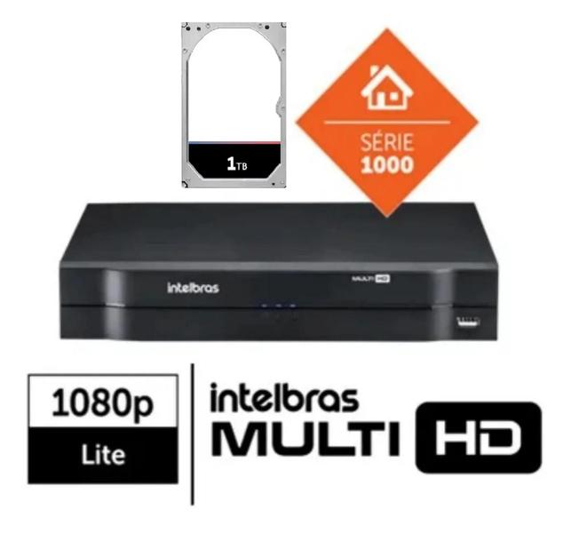 Imagem de Kit Cftv Monitoramento Intelbras 4 Camera Segurança Vhl 1120b 20m Dvr Mhdx 04 canais com hd 1tb