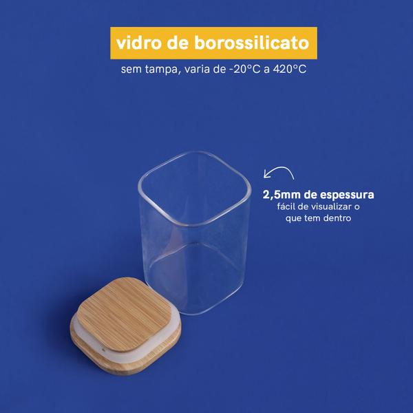 Imagem de Kit Chá 4 pçs Caixa de Bambu, Potes 200ml E Mini Colheres Oikos