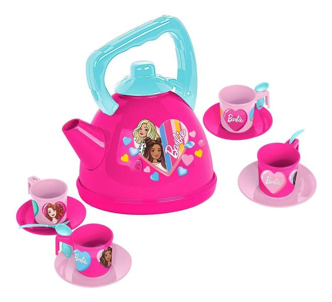 Imagem de Kit Chá Barbie Chef Brinquedo Bule Xícaras 13 Peças Meninas Rosa