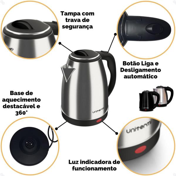 Imagem de Kit Chaleira Elétrica 1,8L +  Cafeteira Prensa Francesa 650 ML Manual Cantinho do Café