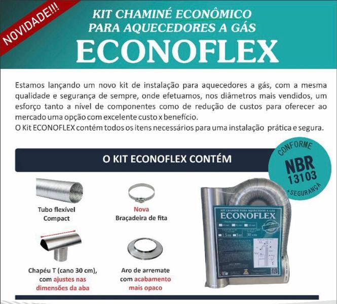 Imagem de Kit chaminé  instalação aquecedor á gas Econoflex Tubos 60mm Westaflex