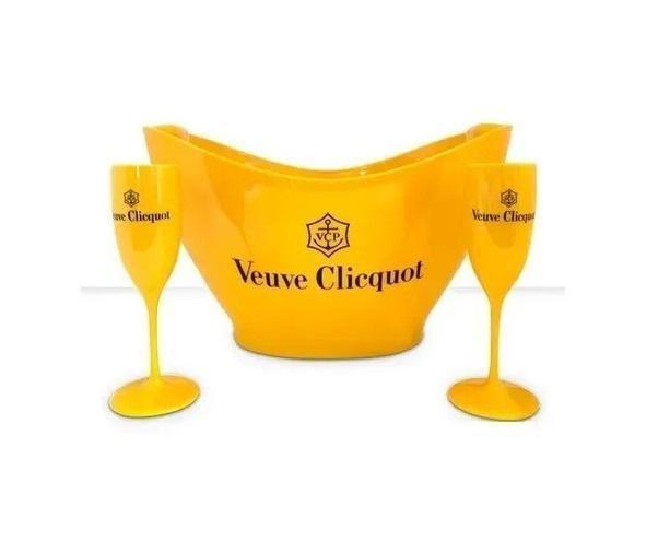 Imagem de Kit Champanheira Veuve Cliquot Acrílico + 2 Taças Espumante