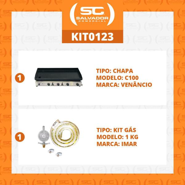 Imagem de KIT - Chapa Gás Inox 100 cm C100 + Kit Gás - Venâncio