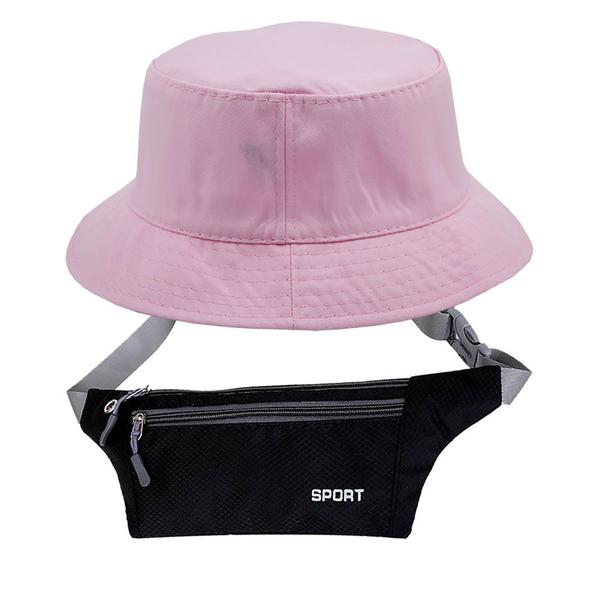 Imagem de Kit Chapéu Bucket, Pochete Unissex, Ultra Slim Ajustável Bolsos