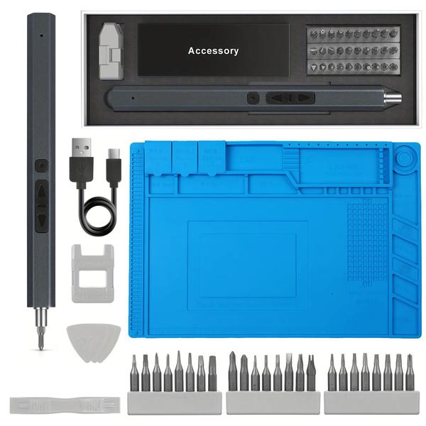 Imagem de Kit Chave de Precisão Elétrica Parafusadeira Recarregável + Manta Magnética 45x30cm