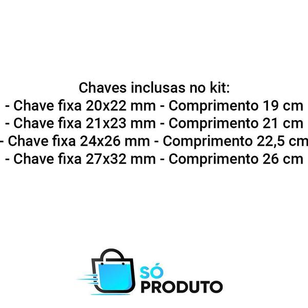 Imagem de Kit Chave Fixa Tramontina Aço Cromado 4 Peças 20 A 32 Mm