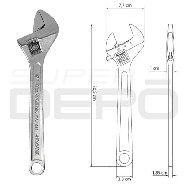 Imagem de Kit Chave Inglesa Ajustável 6 8 10 12 Polegadas Tramontina