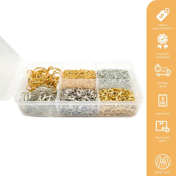 Kit Chaveiro Argola Pitão Fecho Níquel Dourado 140pçs + Caixa + Alicate Jacaré - Macall Imagem de Kit Chaveiro Argola Pitão Fecho Níquel Dourado 140pçs + Caixa + Alicate Jacaré