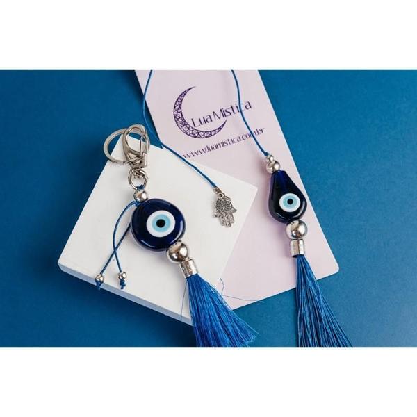Kit Chaveiro E Guia Olho Grego Para Carro Vidro ul - Bialluz Presentes Imagem de Kit Chaveiro E Guia Olho Grego Para Carro Vidro ul