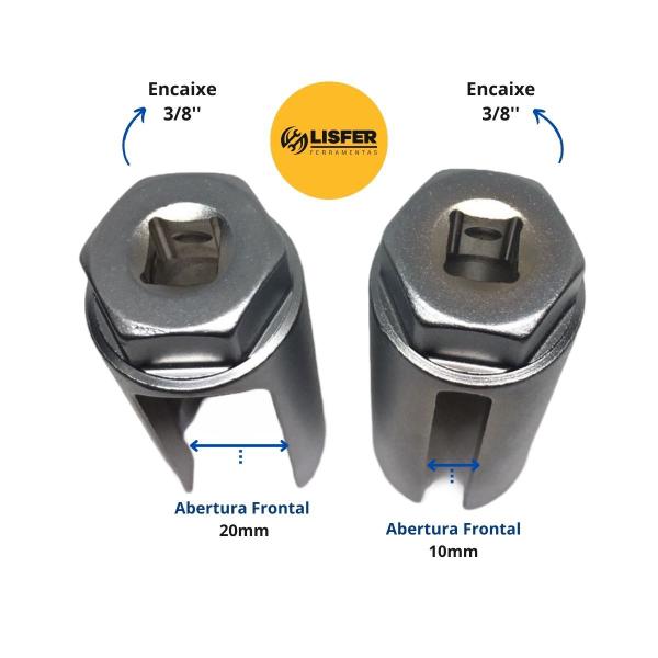 Imagem de Kit Chaves Para Sonda Lambda 22mm Encaixe 3/8 e 1/2 - Lisfer