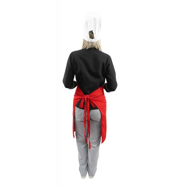 Imagem de Kit chef cozinha feminino Dolmã manga 3/4 + Avental vermelho + Chapéu branco