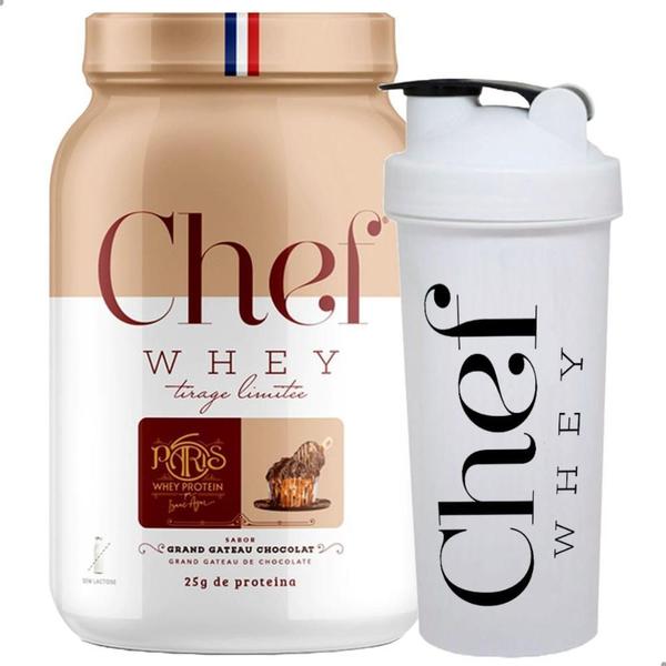 Kit Chef Whey Zero Lactose Chocolate 800G + Coqueteleira Imagem de Kit Chef Whey Zero Lactose Chocolate 800G + Coqueteleira