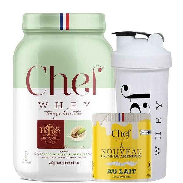 Imagem de Kit Chey Whey Paris 6 + Creme de Amendoim + Coqueteleira - Chef Whey