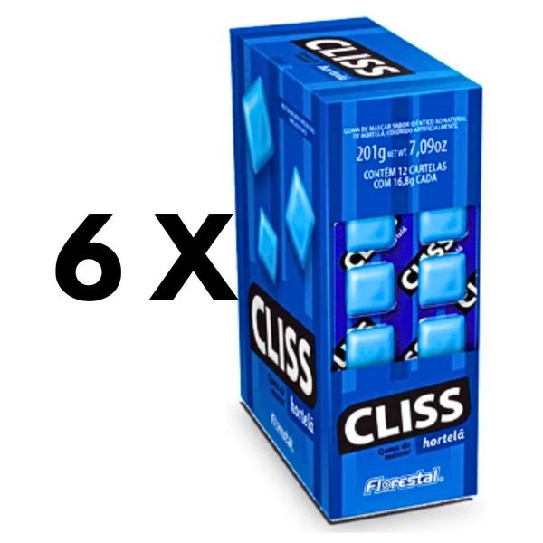 Kit Chiclete Cliss Cartela Hortelã FLORESTAL 201g - 6cx c/ 12un Cada Imagem de Kit Chiclete Cliss Cartela Hortelã FLORESTAL 201g - 6cx c/ 12un Cada