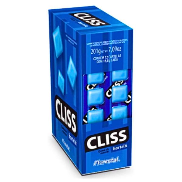 Kit Chiclete Cliss Cartela Hortelã FLORESTAL 201g - 6cx c/ 12un Cada Imagem de Kit Chiclete Cliss Cartela Hortelã FLORESTAL 201g - 6cx c/ 12un Cada