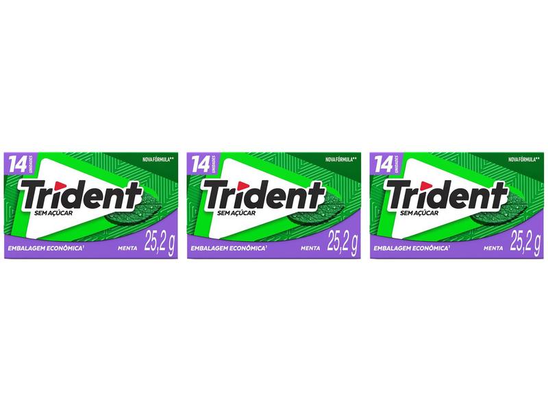 Imagem de Kit Chiclete Trident Menta 14 Unidades 25,2g