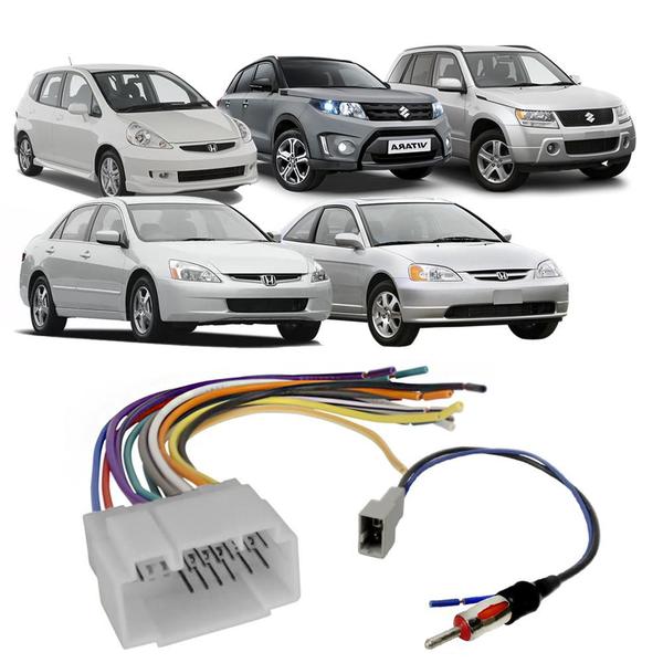 Imagem de Kit Chicotes Rádio Som Automotivo Honda Fit Civic Accord Suzuki Grand Vitara Suzuki Vitara