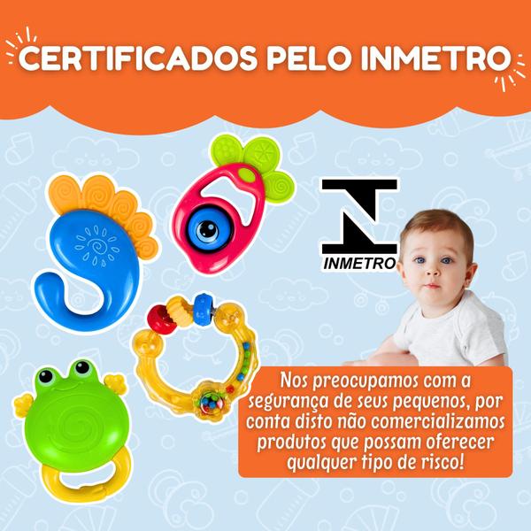 Kit Chocalho Mordedor Bebê Menino Menina 3 Meses Brinquedo - Chocalho Bebê Mordedor Macio Imagem de Kit Chocalho Mordedor Bebê Menino Menina 3 Meses Brinquedo