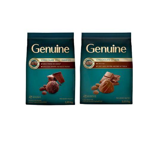 Imagem de Kit chocolate gotas ao leite e meio amargo 2,05kg Genuine