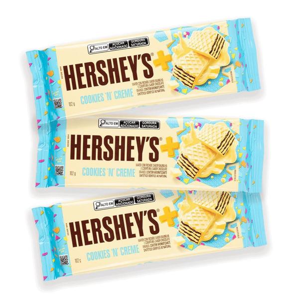 Kit Chocolate Wafer Hersheys Cookies N Creme com 3 Pacotes de 102g - Hershey's Imagem de Kit Chocolate Wafer Hersheys Cookies N Creme com 3 Pacotes de 102g