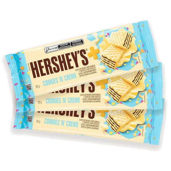 Kit Chocolate Wafer Hersheys Cookies N Creme com 3 Pacotes de 102g - Hershey's Imagem de Kit Chocolate Wafer Hersheys Cookies N Creme com 3 Pacotes de 102g