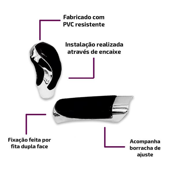 Kit Chrome Esportivo Bola Câmbio + Aplique Manopla Freio de Mão + Pedaleiras + Pino Válvula de Pneu Cromada - Shekparts Imagem de Kit Chrome Esportivo Bola Câmbio + Aplique Manopla Freio de Mão + Pedaleiras + Pino Válvula de Pneu Cromada