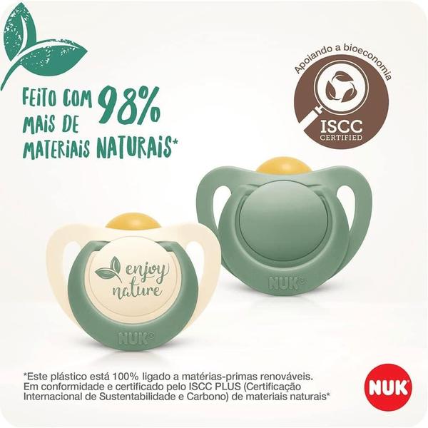 Imagem de Kit Chupeta For Nature Látex Verde 0-6m 2un. - Nuk