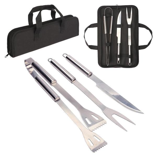 Imagem de Kit Churraco Estojo com 3 Utensílios em Inox + Bolsa de Viagem