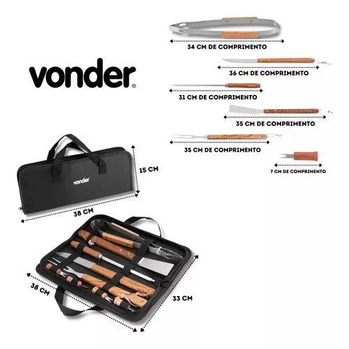 Kit Churras Churrasco 10 Peças Aço Inox Vonder Imagem de Kit Churras Churrasco 10 Peças Aço Inox Vonder