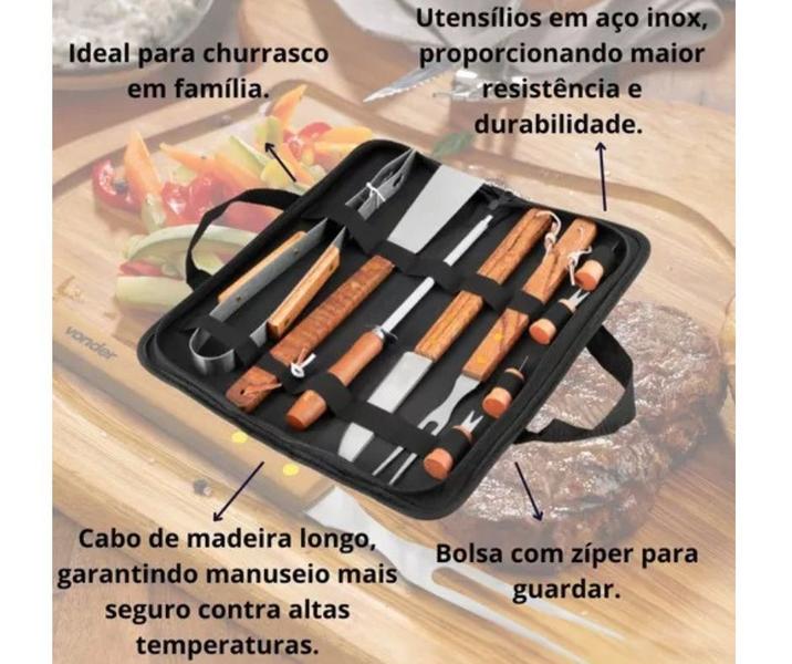 Imagem de Kit Churrasco 10 Peças Aço Inox Vonder