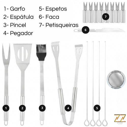 Imagem de Kit Churrasco 17 Pcs Inox Presente Natal Amigo Secreto