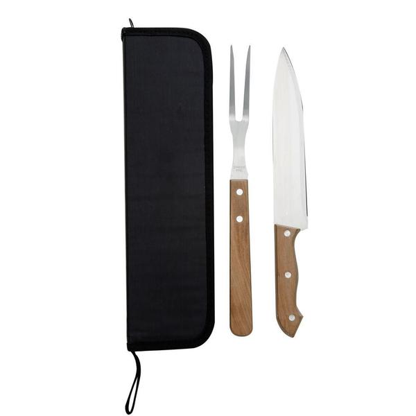 Kit Churrasco 2 Peças Com Estojo Preto Garfo Faca Madeira - Merx Persnalizados Imagem de Kit Churrasco 2 Peças Com Estojo Preto Garfo Faca Madeira