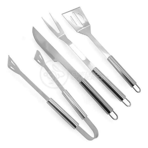 Kit Churrasco 4 Peças Espátula, Faca, Garfo, Pegador Em Aço - SMART BRACELET Imagem de Kit Churrasco 4 Peças Espátula, Faca, Garfo, Pegador Em Aço