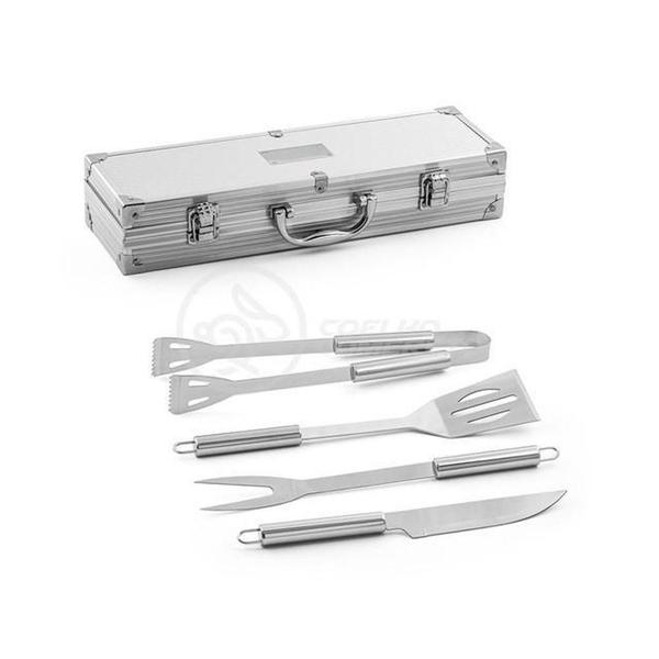 Kit Churrasco 4 Peças Espátula, Faca, Garfo, Pegador Em Aço - SMART BRACELET Imagem de Kit Churrasco 4 Peças Espátula, Faca, Garfo, Pegador Em Aço