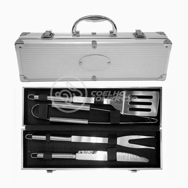 Kit Churrasco 4 Peças Espátula, Faca, Garfo, Pegador Em Aço - SMART BRACELET Imagem de Kit Churrasco 4 Peças Espátula, Faca, Garfo, Pegador Em Aço