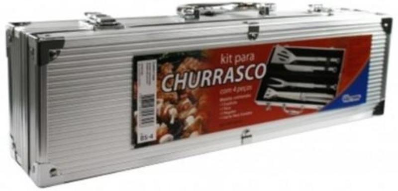 Imagem de Kit Churrasco Aço Inox Com Maleta 4 Peças DRAIK