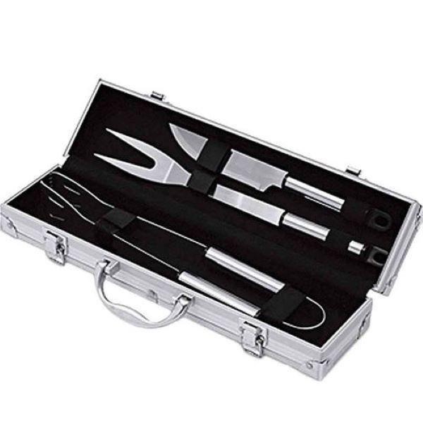 Imagem de Kit Churrasco Com 3 Peças Inox + Maleta de Alumínio C/ Relevo 2759