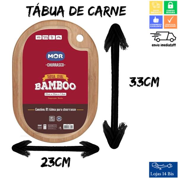 Imagem de Kit Churrasco com Garfo Faca e Amolador de Facas Mor + Tábua de Carne Oval Churrasco 33x23cm Mor