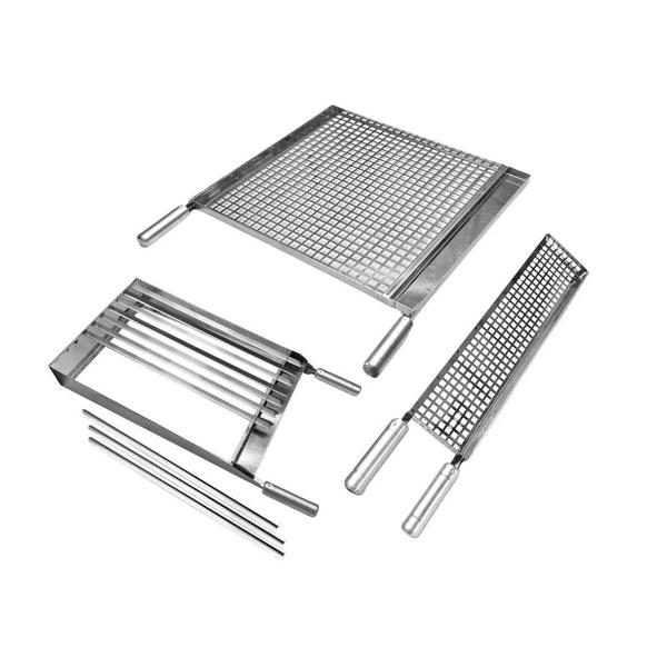 Imagem de Kit Churrasco Cozix 60x50 C/ 3 Grelhas Em Inox Premium